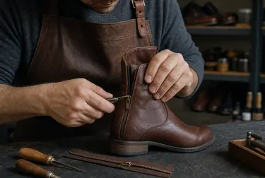 Sapateiro consertando zíper de bota em Ibirité